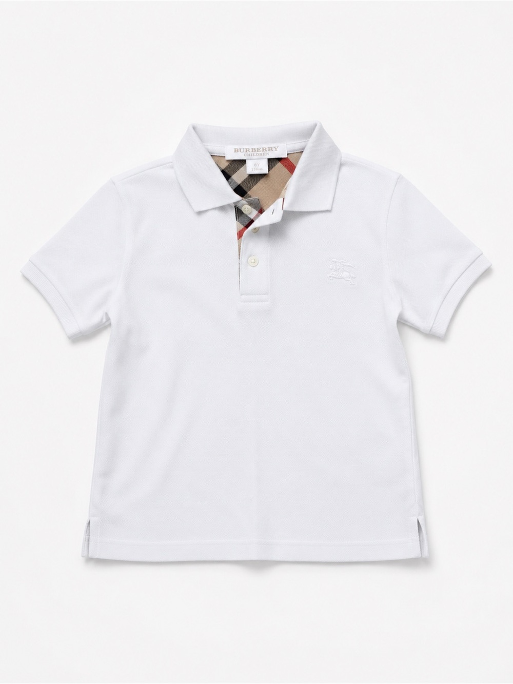 Burberry White Polo with Signature Check Placket